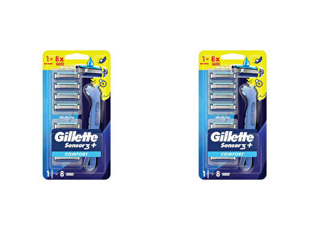 Gillette Sensor 3 Plus Comfort  Makine + 8 Bıçak -2 Adet 