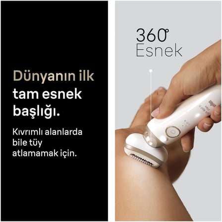 Braun Silk·épil 9 Flex Epilatör, Islak ve Kuru, Kalıcı Pürüzsüz Cilt, 9-030 3D