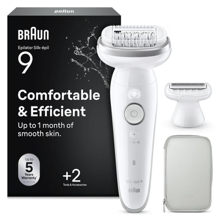 Braun Silk·épil 9 Epilatör, Islak ve Kuru, Kalıcı Pürüzsüz Cilt, 9-030