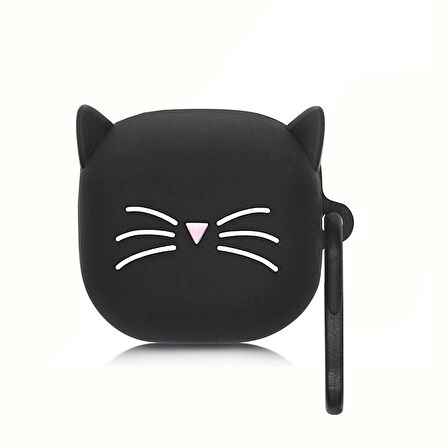 CaseOnn Samsung Galaxy Buds 2 Kılıf Karakter Figürlü Kedi Siyah