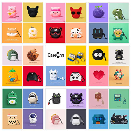 CaseOnn Samsung Galaxy Buds 2 Kılıf Karakter Figürlü French Bulldog Siyah