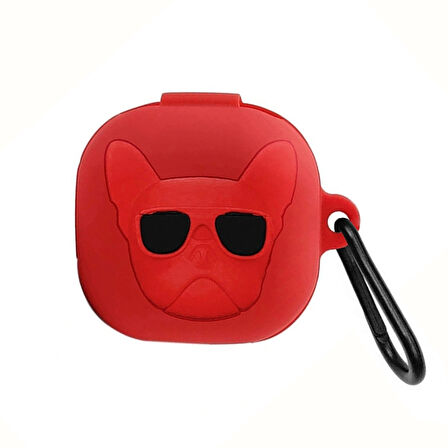 CaseOnn Samsung Galaxy Buds FE Kılıf Karakter Figürlü French Bulldog Kırmızı
