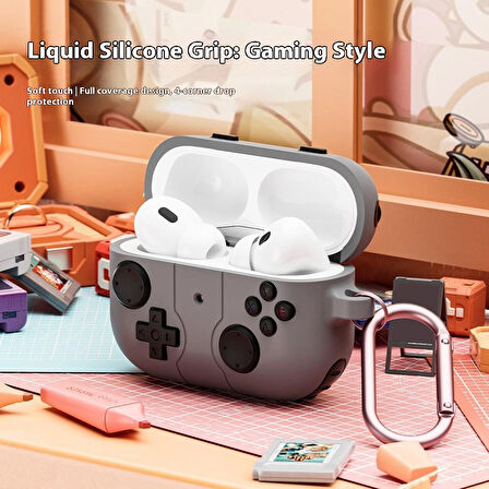 CaseOnn Samsung Galaxy Buds 3 Pro Kılıf Retro GamePad Gri