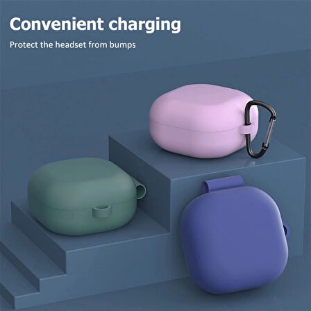 CaseOnn Samsung Galaxy Buds Live - Buds Pro Kılıf Askı Aparatlı Mat Silikon Yeşil