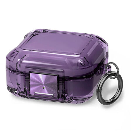 CaseOnn Samsung Galaxy Buds Live - Buds Pro Kılıf Transparan Emniyet Kilitli Mor