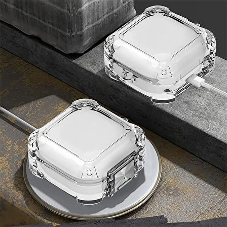 CaseOnn Samsung Galaxy Buds Live - Buds Pro Kılıf Transparan Emniyet Kilitli Şeffaf