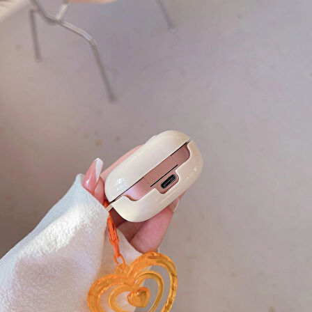 CaseOnn Samsung Galaxy Buds Live - Buds Pro Kılıf Renkli Gösterişli Kalp Turuncu