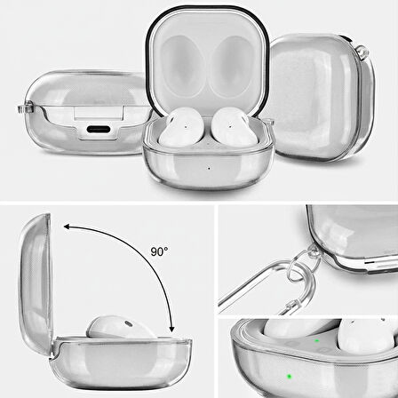 CaseOnn Samsung Galaxy Buds Live - Buds Pro Kılıf Figürlü Transparan Kalp Kırmızı