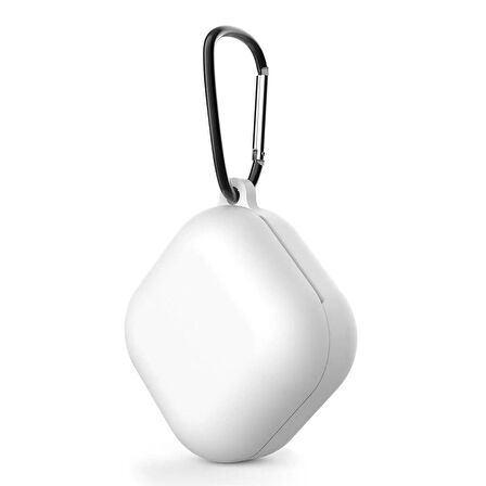 CaseOnn Samsung Galaxy Buds 2 - Buds 2 Pro Kılıf Askı Aparatlı Mat Silikon Beyaz