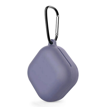CaseOnn Samsung Galaxy Buds 2 - Buds 2 Pro Kılıf Askı Aparatlı Mat Silikon Lavanta Grisi