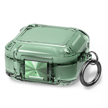 CaseOnn Samsung Galaxy Buds FE - Buds Core Kılıf Transparan Emniyet Kilitli Yeşil