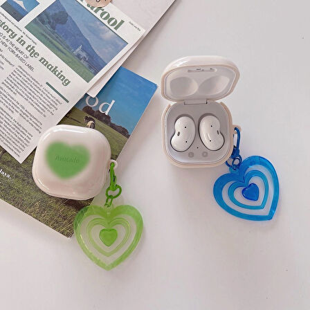 CaseOnn Samsung Galaxy Buds FE - Buds Core Kılıf Renkli Gösterişli Kalp Yeşil