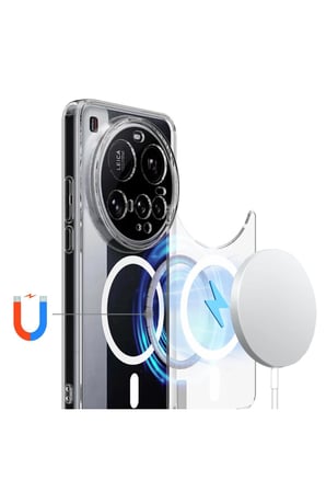 Xiaomi 15 Ultra Kılıf MagSafe Özellikli Sararmaz Kristal Sert Kapak Şeffaf