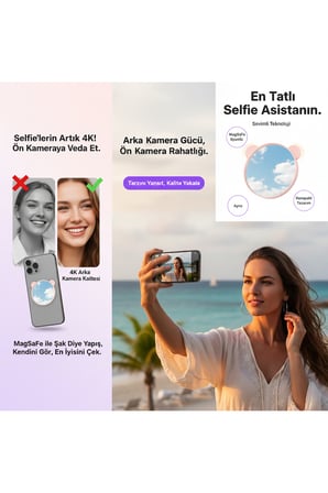 MagSafe Uyumlu Arka Kamera Selfie Aynası Siyah