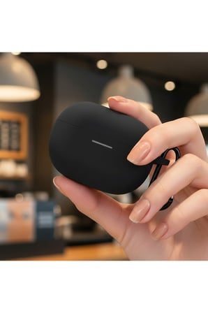 CaseOnn Xiaomi Redmi Buds 6 Pro Kılıf Askı Aparatlı Mat Silikon Siyah