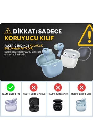 CaseOnn Xiaomi Redmi Buds 6 Pro Kılıf Askı Aparatlı Mat Silikon Siyah