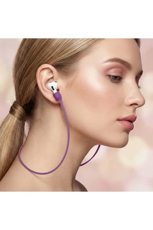 Apple AirPods 4. Nesil / ANC Manyetik Boyun Askısı Kulaklık Tutucu İp Mor
