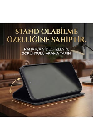 CaseOnn Tecno Spark Slim 5G Kılıf Kart Bölmeli Stand Özellikli Cüzdanlı Manyetik Kapak Lacivert
