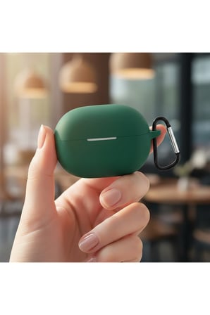 Huawei FreeBuds Pro 5 Kılıf Askı Aparatlı Mat Silikon Koyu Yeşil
