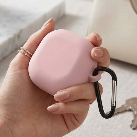 CaseOnn Galaxy Buds 4 Pro Kılıf Askı Aparatlı Mat Silikon Pembe