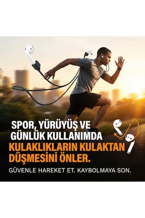 CaseOnn Xiaomi Redmi Buds 8 Active Manyetik Boyun Askısı Kulaklık Tutucu İp Siyah