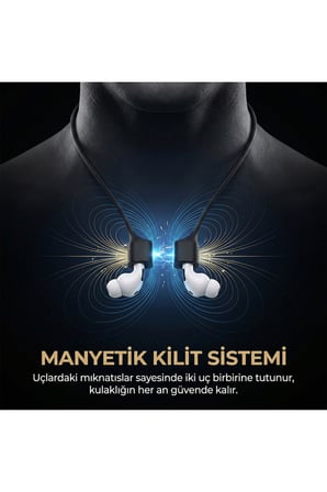 CaseOnn Xiaomi Redmi Buds 8 Active Manyetik Boyun Askısı Kulaklık Tutucu İp Siyah