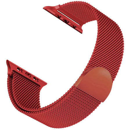 CaseOnn Apple Watch SE 40mm ile Uyumlu Manyetik Metal Hasır Kordon Kırmızı