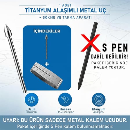 Galaxy Tab S9 X710 Titanyum Alaşımlı Metal S Pen Kalem Ucu (Ürün Kalem DEĞİLDİR)