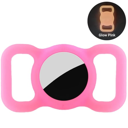 Apple AirTag Kılıf Evcil Hayvan İçin Boyun Tasma Aparatı Parlayan Neon Pembe