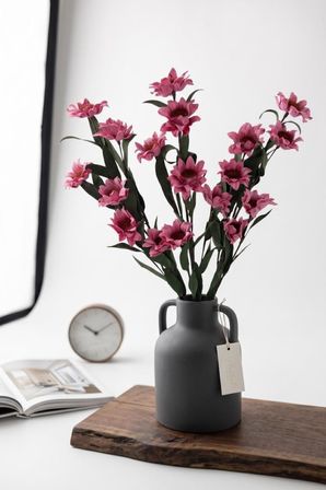 Yapay Çiçek Lateks Papatya Dalı PEMBE 6 Çiçekli 60 cm Gerçek Dokulu Dekoratif Çiçek