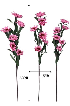 Yapay Çiçek Lateks Papatya Dalı PEMBE 6 Çiçekli 60 cm Gerçek Dokulu Dekoratif Çiçek