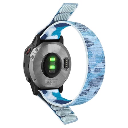 Garmin Forerunner 970 Kordon Hasır Kumaş UltraFit Nylon Yedek Kayış Mavi Beyaz