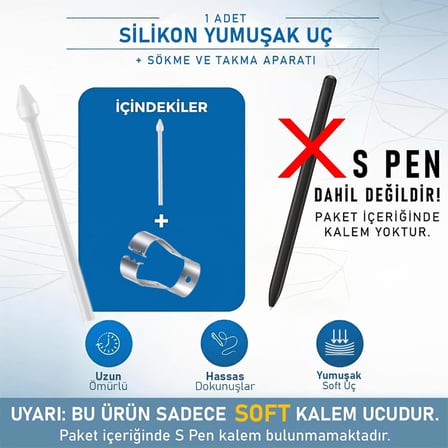 Galaxy Tab S10 FE Plus S Pen Silikon Soft Kalem Ucu 1 Adet Beyaz (Ürün Kalem DEĞİLDİR)