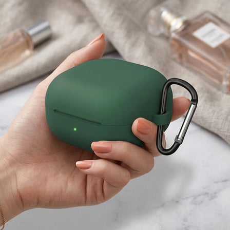 CaseOnn Samsung Galaxy Buds 4 Pro Kılıf V2 Askı Aparatlı Mat Silikon Koyu Yeşil