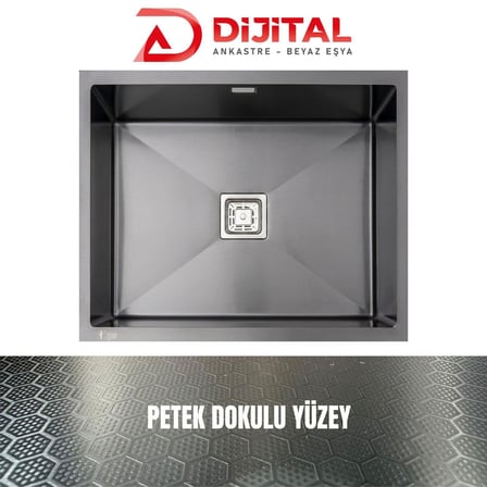 Gl General Neo 50 40X50 Antrasit Petek Dokulu Celik Mutfak Eviyesi 304 Paslanmaz Celik 1Mm