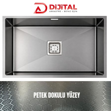 Gl General Neo 70 40X70 Antrasit Petek Dokulu Çelik Mutfak Eviyesi 304 Paslanmaz Çelik 1Mm