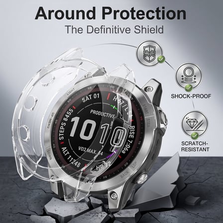 CaseOnn Garmin Fenix 7 Sapphire Solar Kılıf Darbeye Dayanıklı Kasa Koruyucu Esnek Silikon Füme