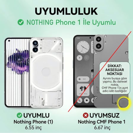 CaseOnn Nothing Phone (1) Kılıf Kamera Korumalı Darbe Emici Şeffaf Arka Kapak Siyah