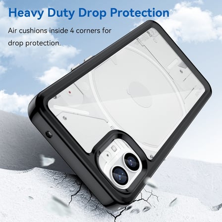 CaseOnn Nothing Phone (1) Kılıf Kamera Korumalı Darbe Emici Şeffaf Arka Kapak Siyah