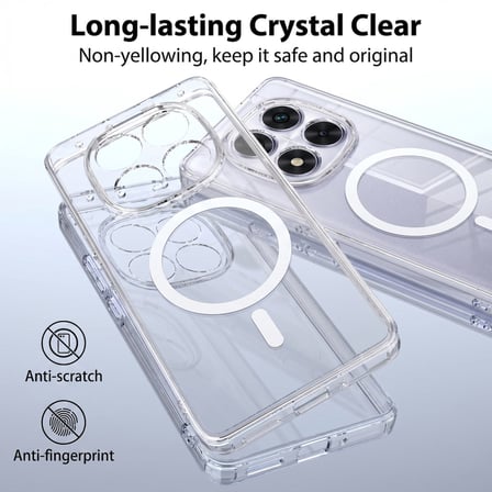 CaseOnn Xiaomi Redmi Note 14 Pro 5G Kılıf Kablosuz Şarj Özellikli Sararmaz Kristal Sert Kapak Şeffaf