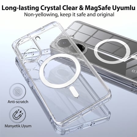 CaseOnn Xiaomi Poco X7 Pro Kılıf Kablosuz Şarj Özellikli Sararmaz Kristal Sert Kapak Şeffaf