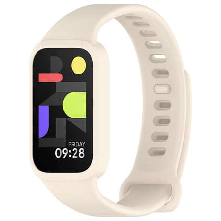 CaseOnn Xiaomi Smart Band 9 Active Kordon Tam Korumalı Spor Silikon Kordon Kayış Bej