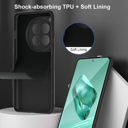 CaseOnn OnePlus 12 Kılıf Kamera Korumalı Mikrofiber Astarlı Lansman Siyah