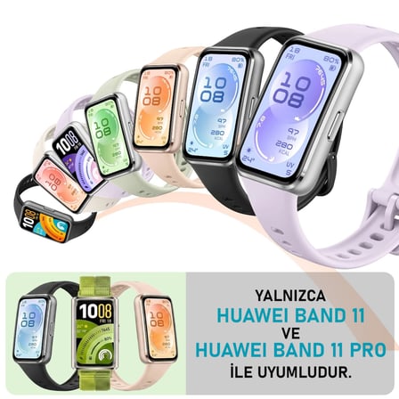 CaseOnn Huawei Band 11 Pro Kordon Tam Korumalı Spor Silikon Kordon Kayış Açık Yeşil