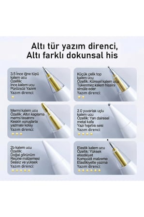 Apple Pencil 2./1. Nesil Pencil Pro/USB-C için Saklama Kutulu Yedek Kalem Ucu 6 Adet (Mavi)