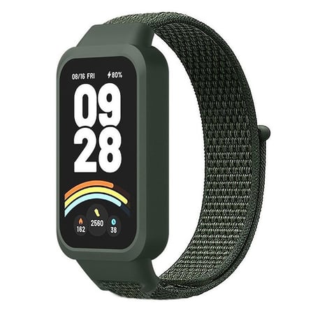 CaseOnn Xiaomi Redmi Band 3 Kordon Hasır Kumaş Nylon Kayış Koyu Yeşil