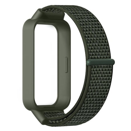 CaseOnn Xiaomi Redmi Band 3 Kordon Hasır Kumaş Nylon Kayış Koyu Yeşil
