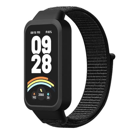 CaseOnn Xiaomi Smart Band 9 Active Kordon Hasır Kumaş Nylon Kayış Siyah