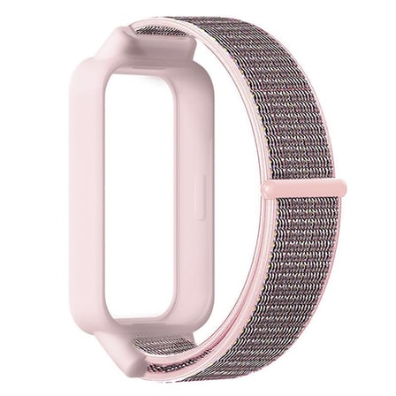 CaseOnn Xiaomi Smart Band 9 Active Kordon Hasır Kumaş Nylon Kayış Pudra