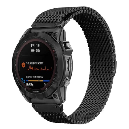 CaseOnn Garmin Instinct 3 – 50 mm, AMOLED, Tactical Edition Kordon Quickfit Manyetik Metal Hasır Yedek Kayış Siyah